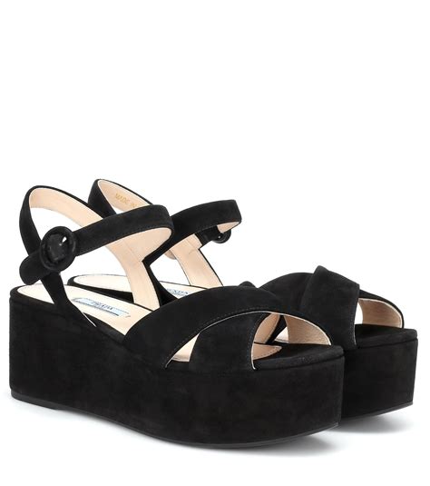 prada platform sandals 2015|prada black suede platform sandals.